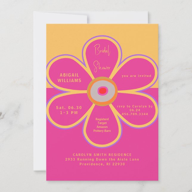 Retro Floral Pink Fun Bridal Shower Invitation (Front)