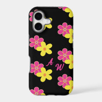 Retro Floral Pink Yellow & Black Personalised