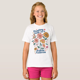 Retro Floral Postive Quote T-Shirt