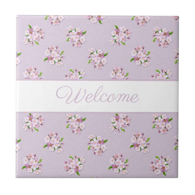 retro floral pretty pattern tile (Front)