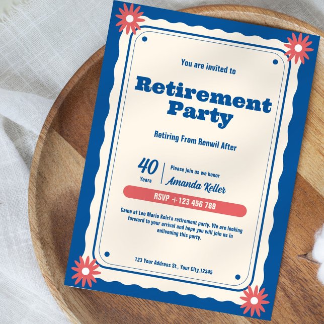 Retro Floral Retirement Party Invitation (Creator Uploaded)
