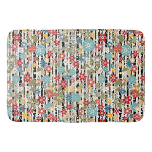 Retro, floral retro bath mat