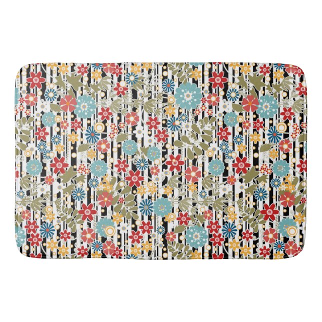 Retro, floral retro bath mat (Front)