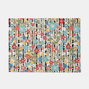 Retro, floral retro doormat