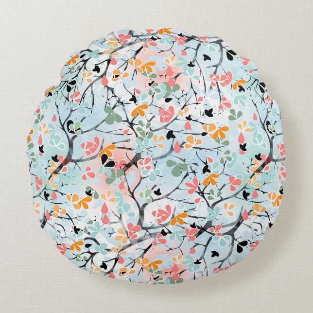 Retro , floral retro round cushion (Front)