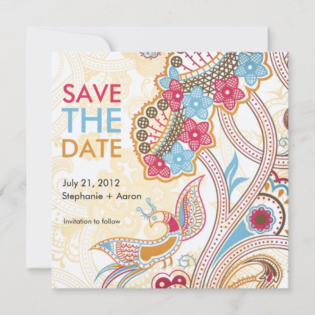 Retro Floral Save The Date (Front)