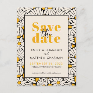 Retro Floral Save the Date wedding announcement