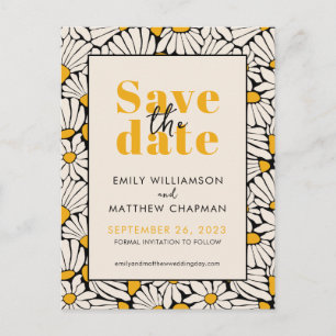 Retro Floral Save the Date wedding announcement Postcard