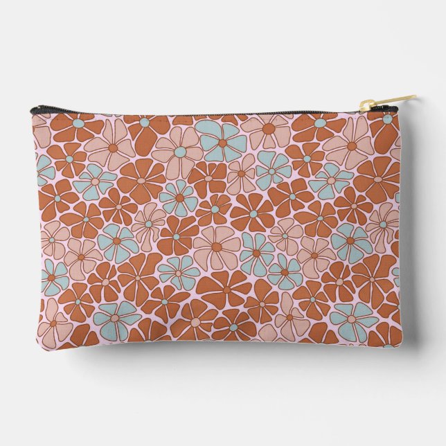 Retro Floral Seamless Pattern Accessory Pouch (Back)