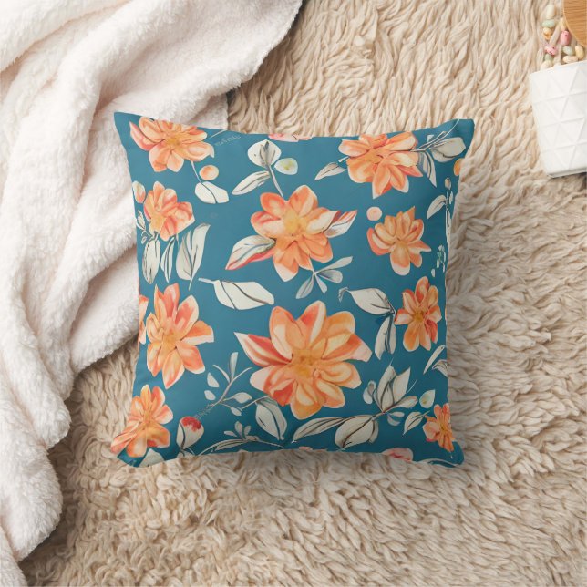 Retro Floral Seamless Pattern Cushion (Blanket)