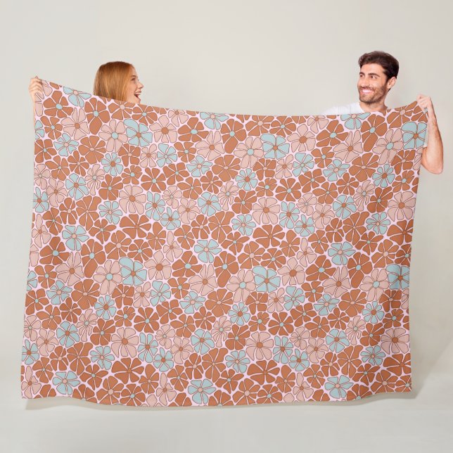 Retro Floral Seamless Pattern Fleece Blanket (In Situ)