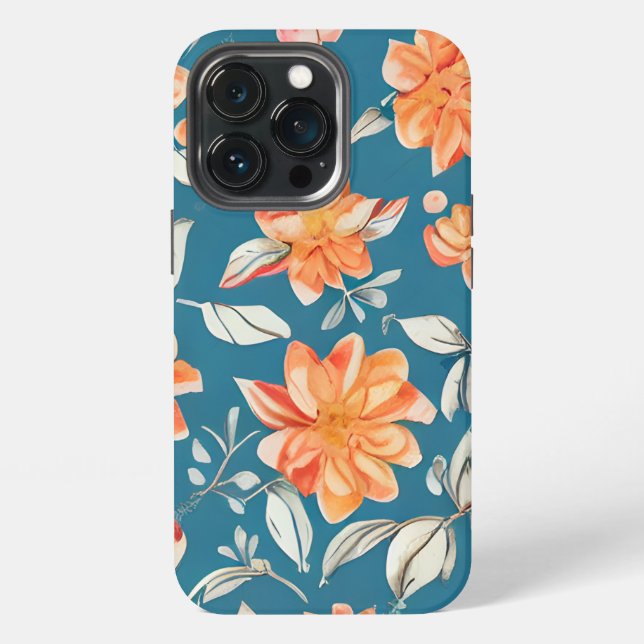Retro Floral Seamless Pattern iPhone Case (Back)