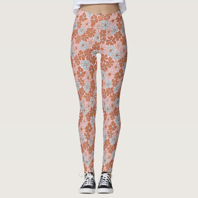 Retro Floral Seamless Pattern Leggings (Front)