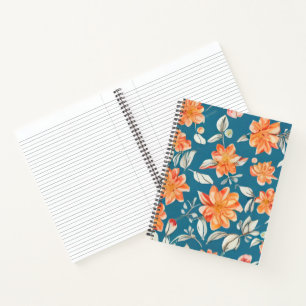 Retro Floral Seamless Pattern Notebook