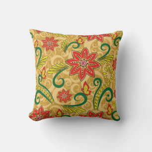 Retro Floral Seamless Pattern Throw Pillow