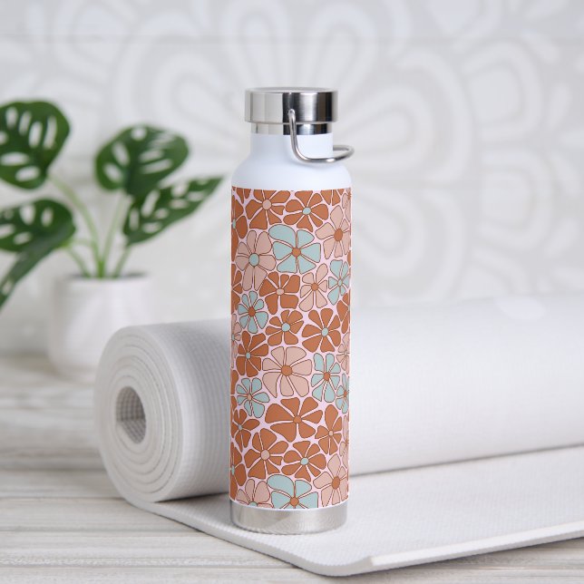 Retro Floral Seamless Pattern Water Bottle (Yoga)