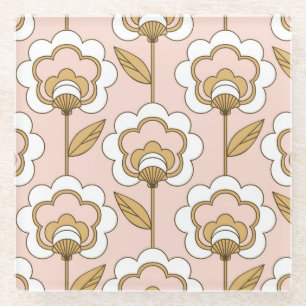Retro floral: seamless vintage pattern. glass coaster