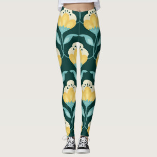 Retro Floral Seamless Vintage Pattern Leggings