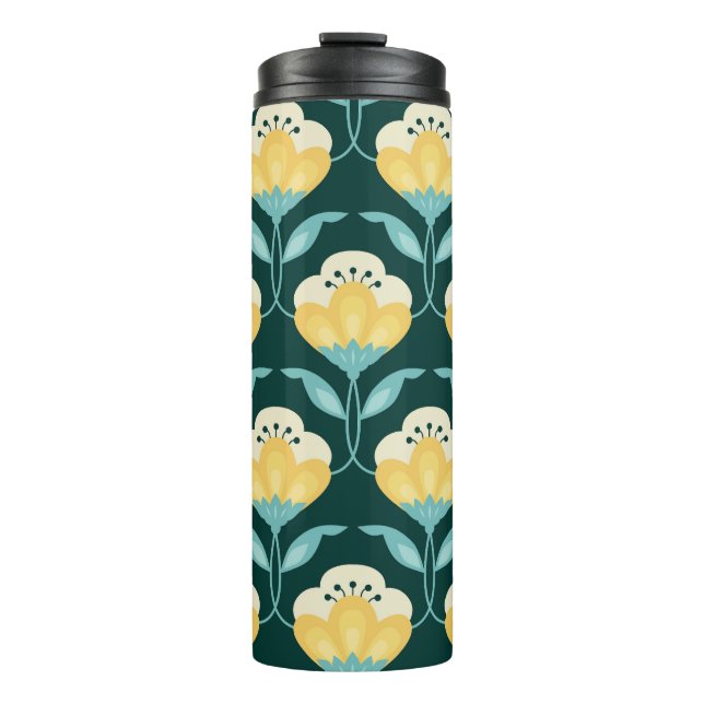 Retro Floral Seamless Vintage Pattern Thermal Tumbler (Front)