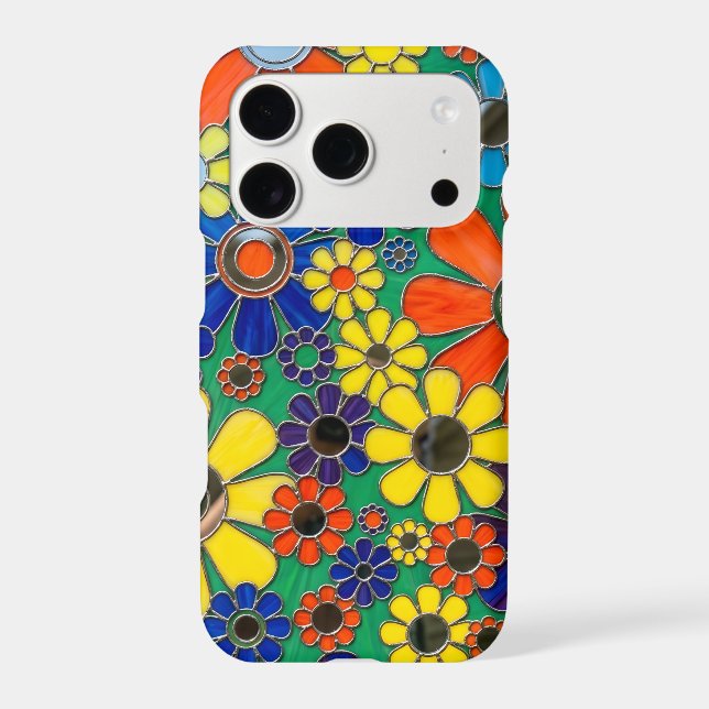 Retro Floral Stained Glass Phone Case (Back)