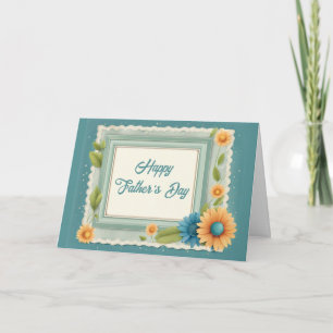 Retro Floral Stamp (From Daughter to Father) Holiday Card