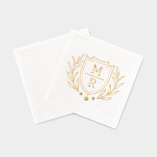 Retro floral style Foil Stamped Napkins. Foil Napkins