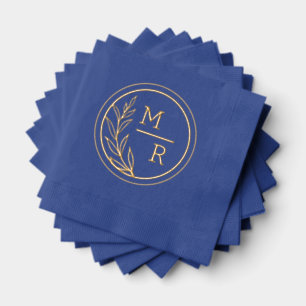 Retro floral style Foil Stamped Napkins. Napkins