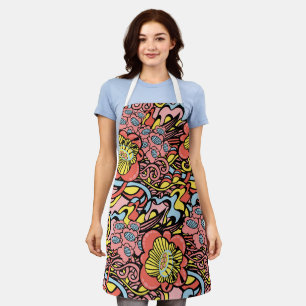 Retro Floral Swirl Apron