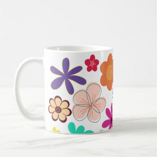 Retro Floral T-Shirt – Colorful Groovy Flowers Des Coffee Mug