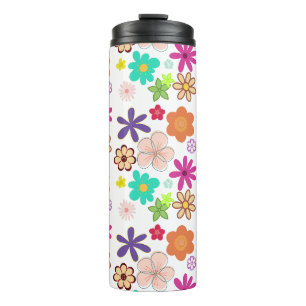 Retro Floral T-Shirt – Colorful Groovy Flowers Des Thermal Tumbler