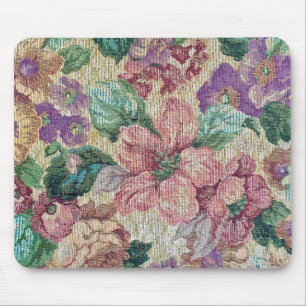 retro floral tapestry mouse pad
