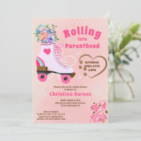 Retro floral teal roller skate boho baby shower