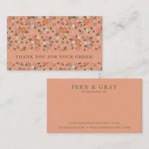 Retro Floral Terracotta Small Business Thank You Card