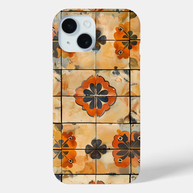 Retro Floral Tile Pattern Phone Case (Back)