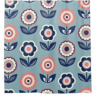 Retro Floral: Timeless Pattern Charm Shower Curtain