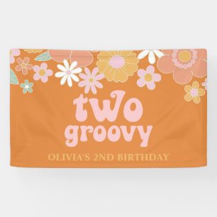 Retro Floral Two Groovy 2nd Birthday Banner
