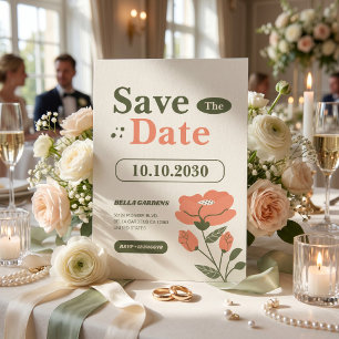 Retro Floral Vintage Garden Save The Date