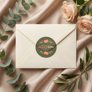 Retro Floral Vintage Garden Wedding Classic Round Sticker