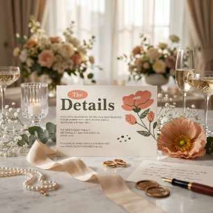 Retro Floral Vintage Garden Wedding Details Enclosure Card