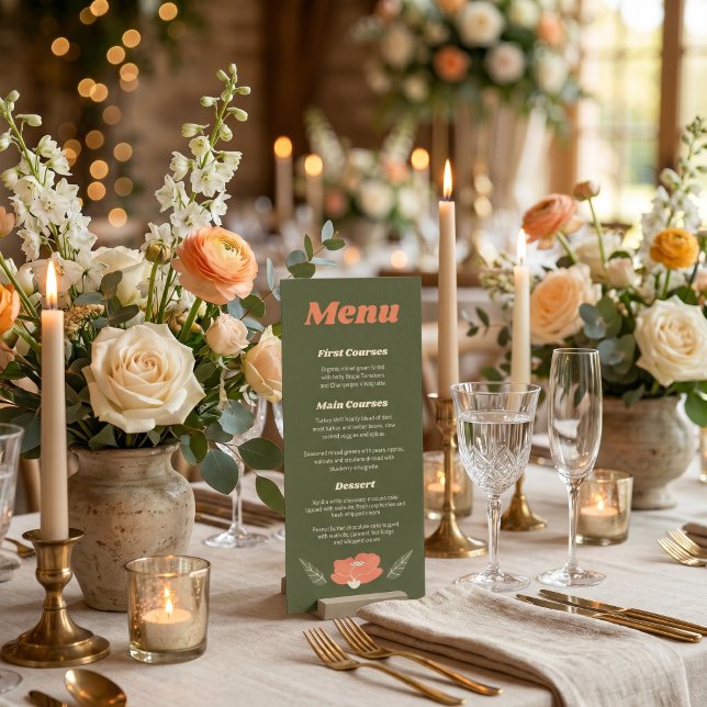 Retro Floral Vintage Garden Wedding  Menu (Creator Uploaded)