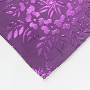 Retro Floral Violet Design Fleece Blanket