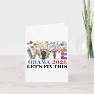 Retro Floral Vote Obama 2028 Lets Fix This Preside Card