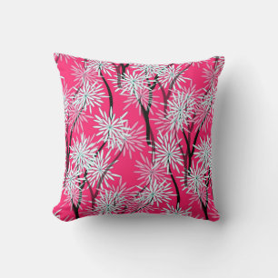 retro floral wallpaper asian style in red white bl cushion