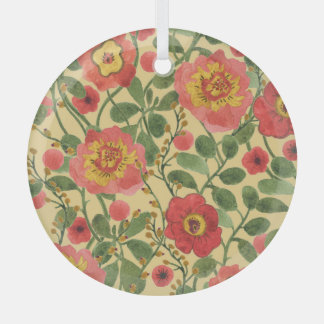 Retro Floral Watercolor: Timeless Elegance Glass Tree Decoration