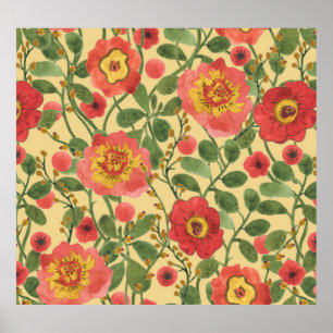 Retro Floral Watercolor: Timeless Elegance Poster