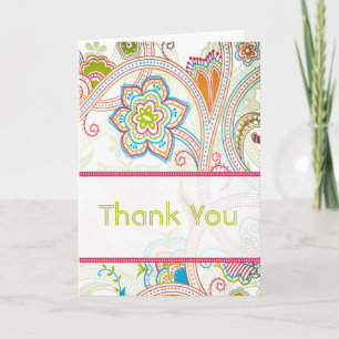 Retro Floral Wedding Thank You Cards