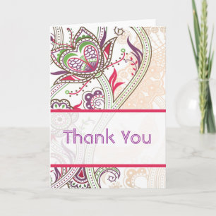 Retro Floral Wedding Thank You Cards