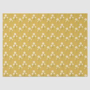 Retro Floral Wildflowers Yellow Mustard Tissue Paper