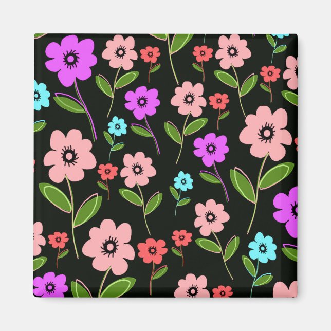 Retro Florals Magnet (Front)