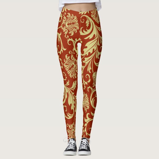 Retro florals: vintage pattern background. leggings (Front)